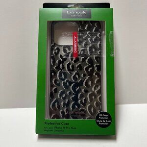 Kate Spade New York Protective Case MagSafe for iPhone 16 - Black City Leopard